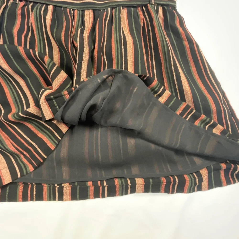 American Eagle Black Paper Bag Tied Striped Mini Skirt Size Small